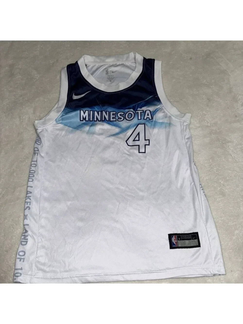 Rob Dillingham Minnesota Timberwolves White Rookie City Jersey Used Size Youth M